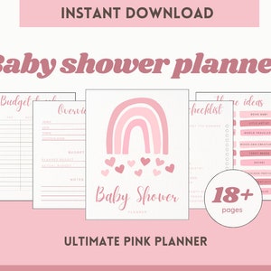 Ultimate Baby Shower Printable Planner, Baby Registry, Baby Shower Checklist for Baby Girl,Gender Reveal Party Ideas,DIY Baby Shower Planner