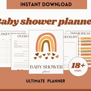 Ultimate Baby Shower Printable Planner with Baby Registing, To do lists, Baby Shower Theme Ideas, DIY Gender Reval Party Planner Printable