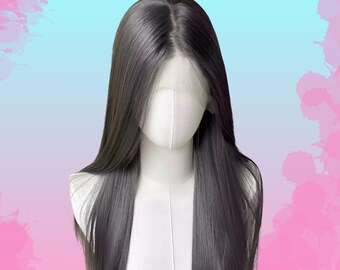 Halloween Perücke Damen Grau – Lange Ombre-Lockperücke In Schwarz-Grau Für Kostüme & Partys