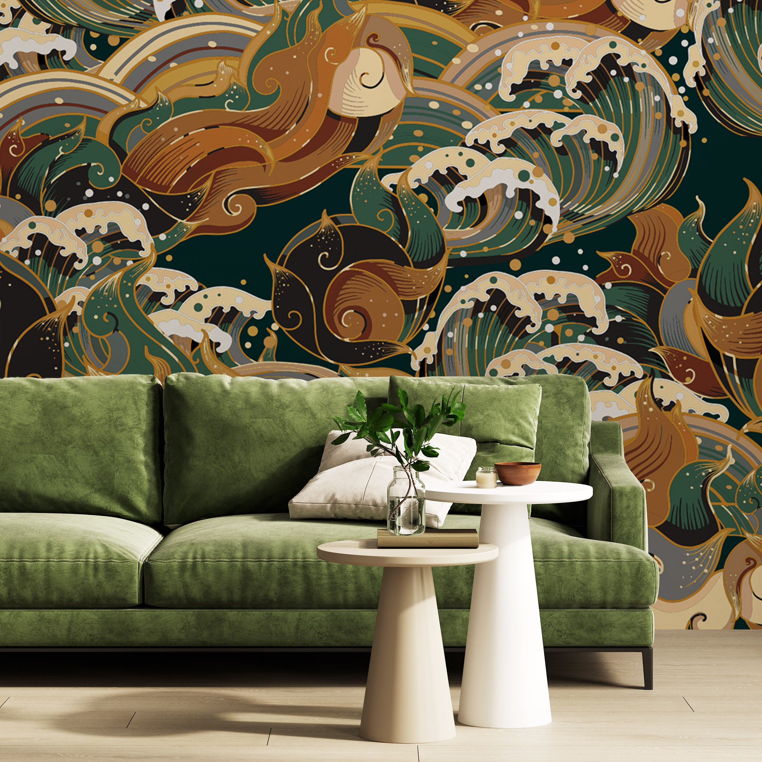 Art Deco Vintage Wallpaper Mural, Peel and Stick, Living Room Wallpaper
