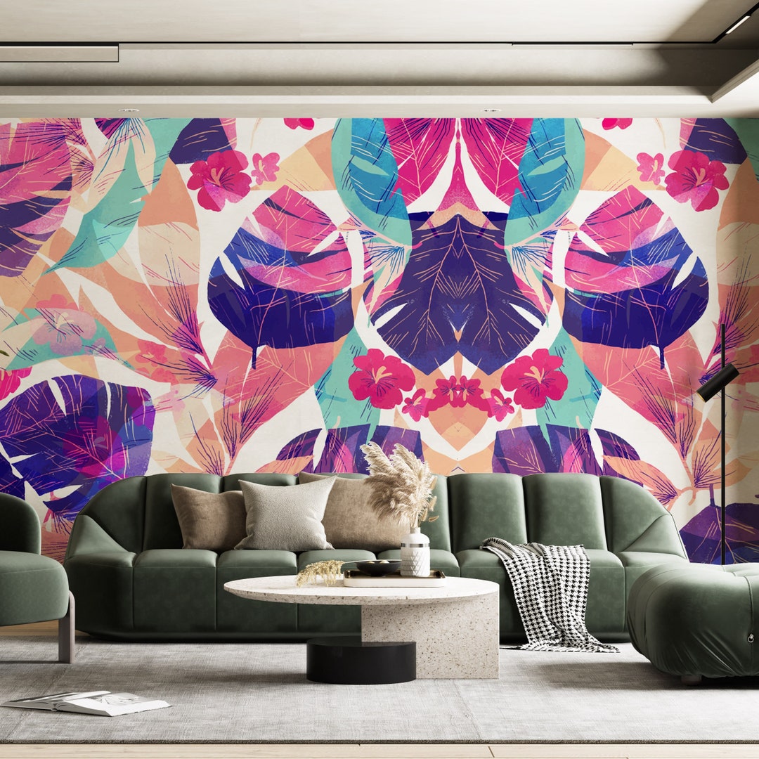 Colorful Peel and Stick Wallpaper Removable Wallpaper Living Etsy