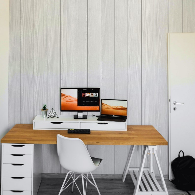 Gray Wood Look Wallpaper Mural Peel and Stick Living Room Etsy