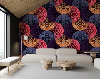 Abstract Colorful Wallpaper Mural, Peel And Stick, Removable Wallpaper, Modern Wallpaper, Living Room Wall Mural, Temporary Wallpaper