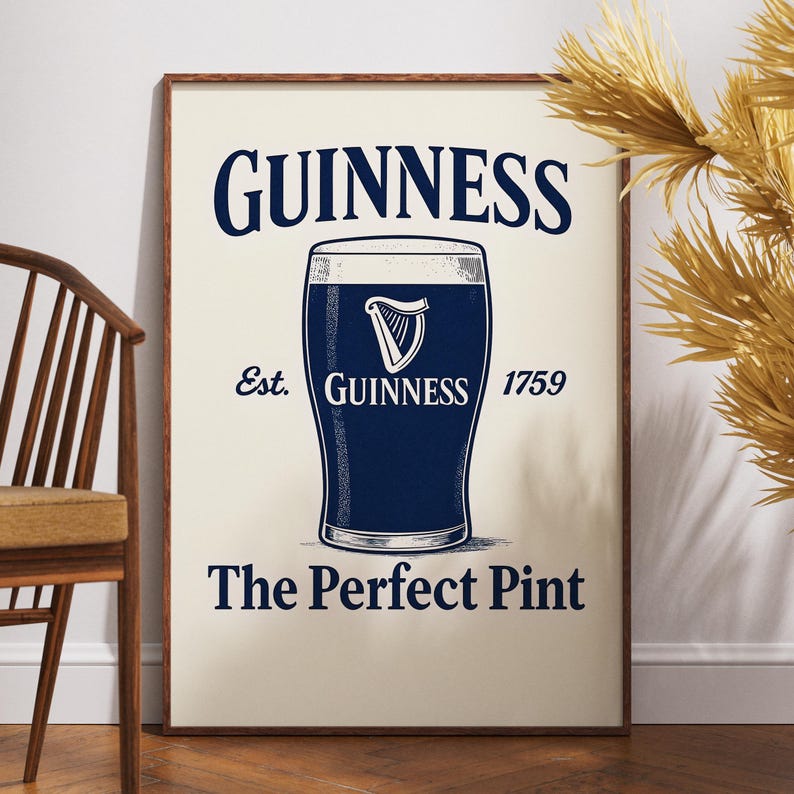 Guinness Vintage Ad Poster Custom Art Print | Home Decor Wall Art Gift ...