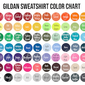Gildan 18000 Color Chart t-Shirt Unisex Sweatshirt Color Chart Gildan Color Chart Gildan 18000 Colour Chart Gildan colour guide Gildan Color