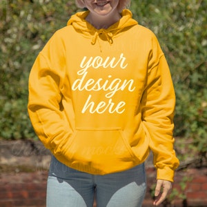 Gildan 18500 Mockup Gildan Gold Hoodie Mockup Gildan 18500 Gold Mockup Gildan übergroßer Hoodie Gold Mockup