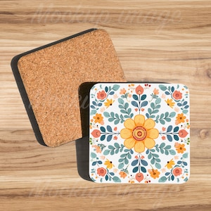 Kork Untersetzer Mockup Bundle: Quadratische PSD Vorlage