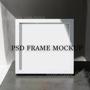 Maqueta de marco de impresión artística cuadrada, maqueta de marco de 5x5, maqueta de marco de estilo interior, maqueta de arte de pared PSD, maqueta de marco de pared de objeto inteligente PSD
