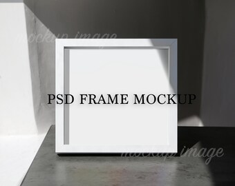 Maqueta de marco de impresión artística cuadrada, maqueta de marco de 5x5, maqueta de marco de estilo interior, maqueta de arte de pared PSD, maqueta de marco de pared de objeto inteligente PSD
