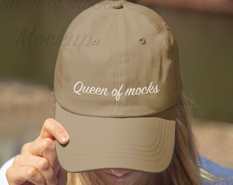 Maqueta de gorra clásica de papá color caqui / Yupoong / Maqueta de gorra de papá color caqui / Maqueta de gorra de béisbol Printful