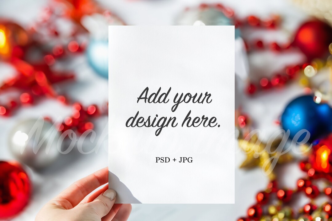 Christmas Card Mockup PSD Holiday Card Mockup Festive 5x7 Card Mockup