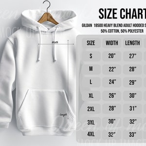 Gildan 18500 Size Chart Gildan Hoodie Size Chart Sweatshirt Hooded Size Chart Mockup Gildan 18500 Mockup Hoodie Size Guide Sweatshirt