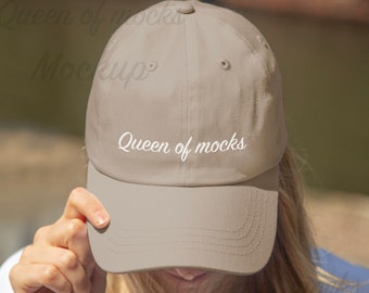 Classic Dad Hat Stone Mock-up Yupoong Stone Dad Hat Mock-up Printful Baseball Cap Mock-up stone lifestyle cap mockup stone twil hat mockup