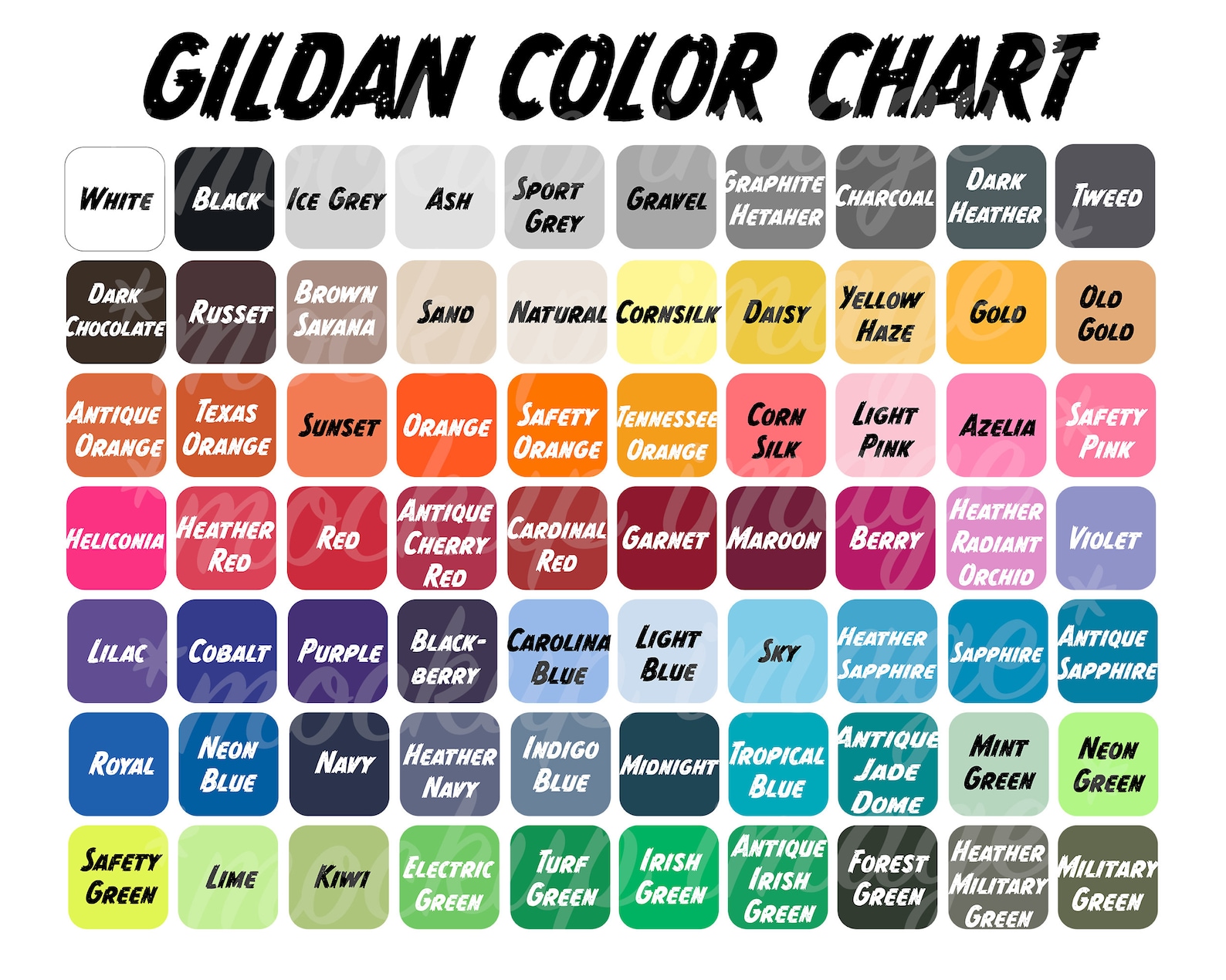Gildan Color Chart Gildan Colour Chart Fun Gildan Color Guide Png ...