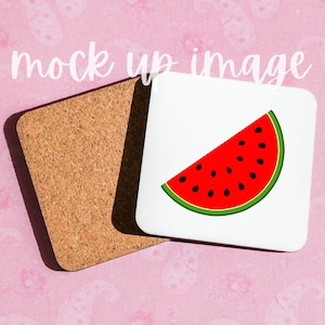 Cork back coaster mockup square coaster mockup colorful coaster mockup printful coaster mockup printify coaster colourful mockup pink