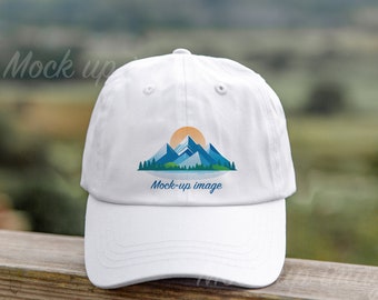 Outdoor lifestyle cap mockup white baseball cap mockup Printify white hat mockup image dad hat mockup twil hat mockup baseball cap nature