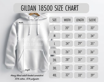 Gildan 18500 Size Chart Gildan Hoodie Size Chart Sweatshirt Hooded Size Chart Mockup Gildan 18500 Mockup Hoodie Size Guide Sweatshirt