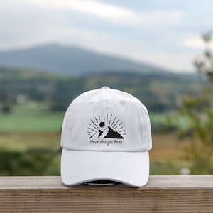 White dad hat mockup twill hat mockup printful white cap mockup nature twill hat outdoors mockup cap mountains white hat mockup image