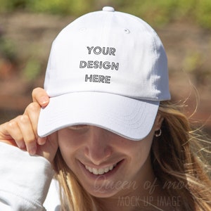 White cap mockup baseball cap mockup unisex twill hat mockup white cap mockup lifestyle image printify cap mockup printful twil hat mockup