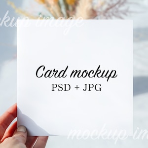 PSD mockup vierkante kaart slim object wenskaart mockup photoshop bestand lagen vierkante kaart mockup minimalistische kaart mockup mooi mockup PSD