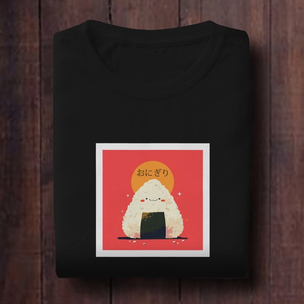 T-shirt unisexe onigiri kawai, dessin manga nourriture japonaise Street Food,