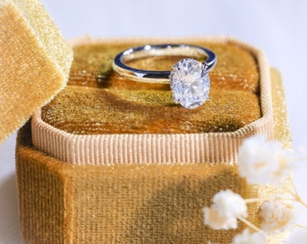 10K White Gold Hidden Halo 1Ct Oval Moissanite Engagement Ring for Sarah