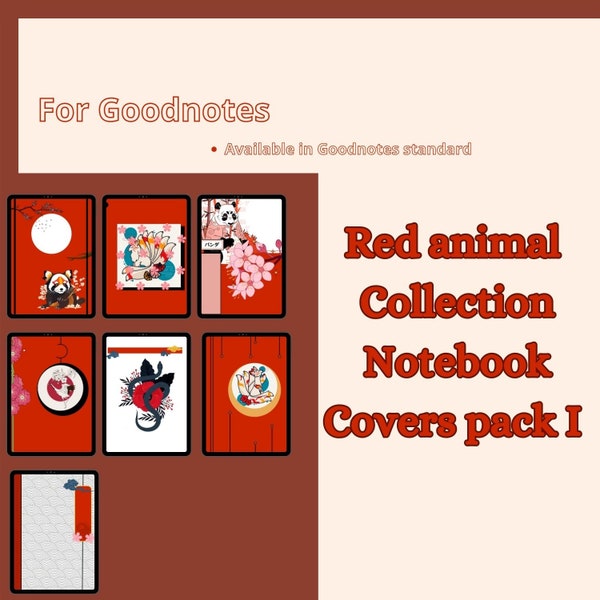 Goodnotes Notebook digital cover japanese style animal-inspired Dragon design for Goodnotes Planner Cover Journal Cover red theme cover