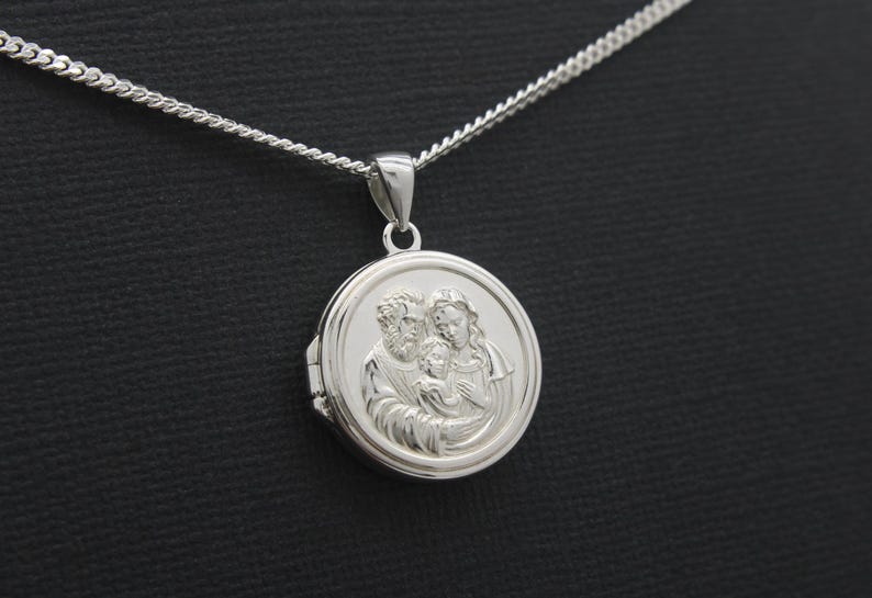 The Holy Family Silver Locket Necklace - Etsy