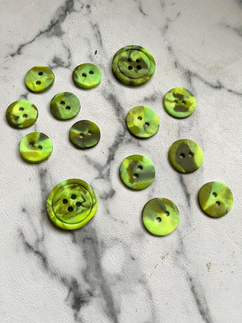Unique Handmade Polimer Clay Buttons | Neon Moss - Etsy