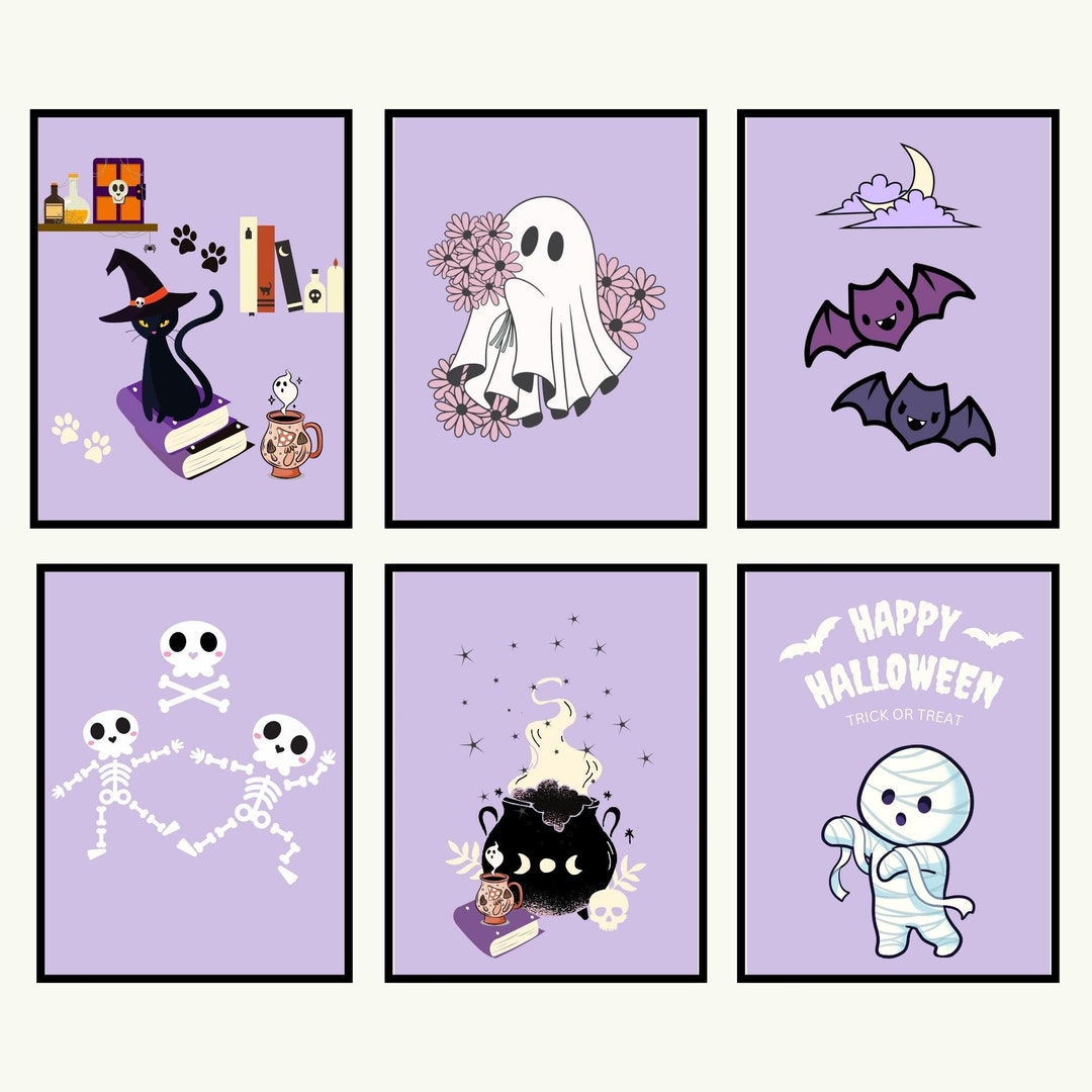 Halloween Wall Set Cute Halloween Wall Art Pumpkin Print Etsy