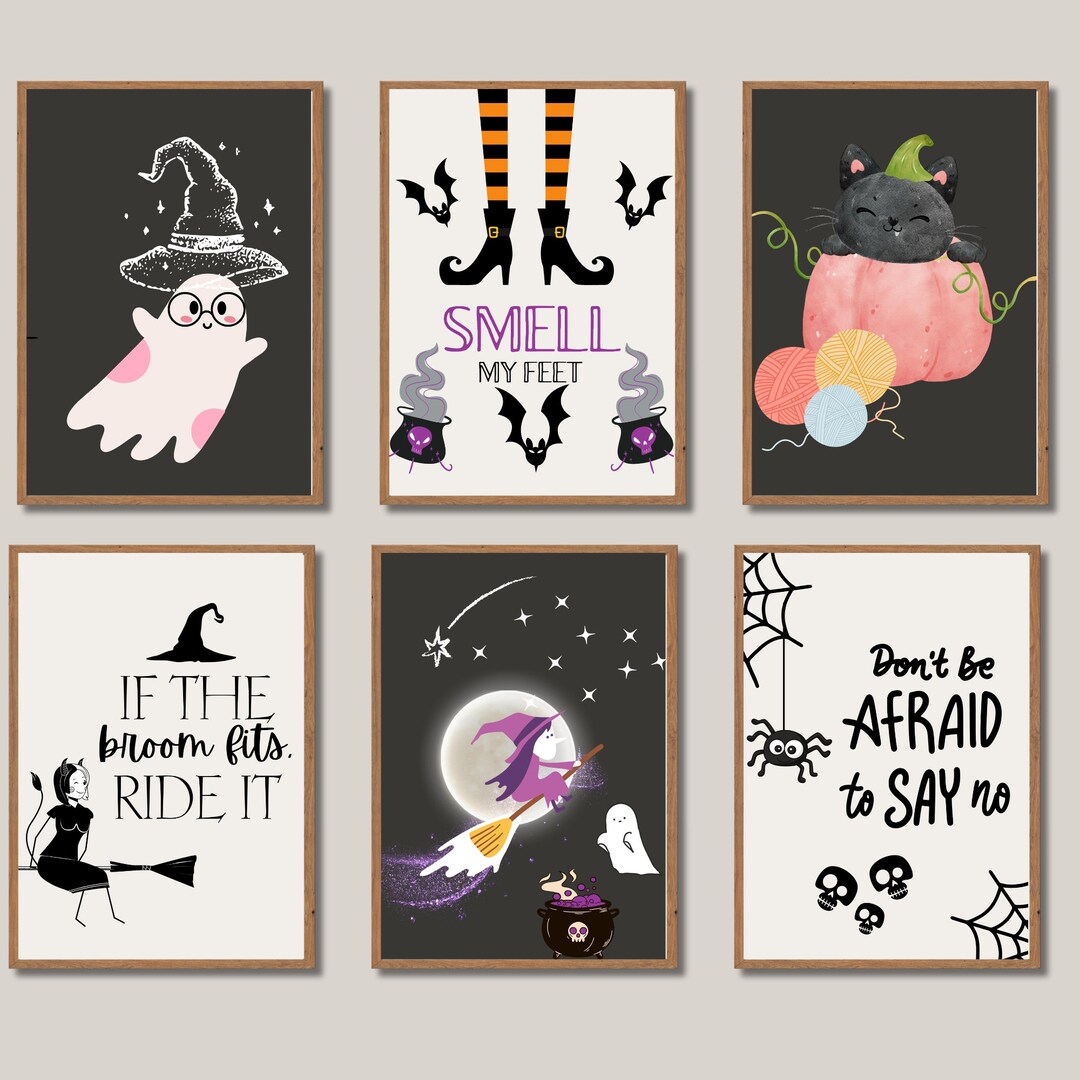 Set of 6 Halloween Cute Printable Wall Art for Girls Cute - Etsy