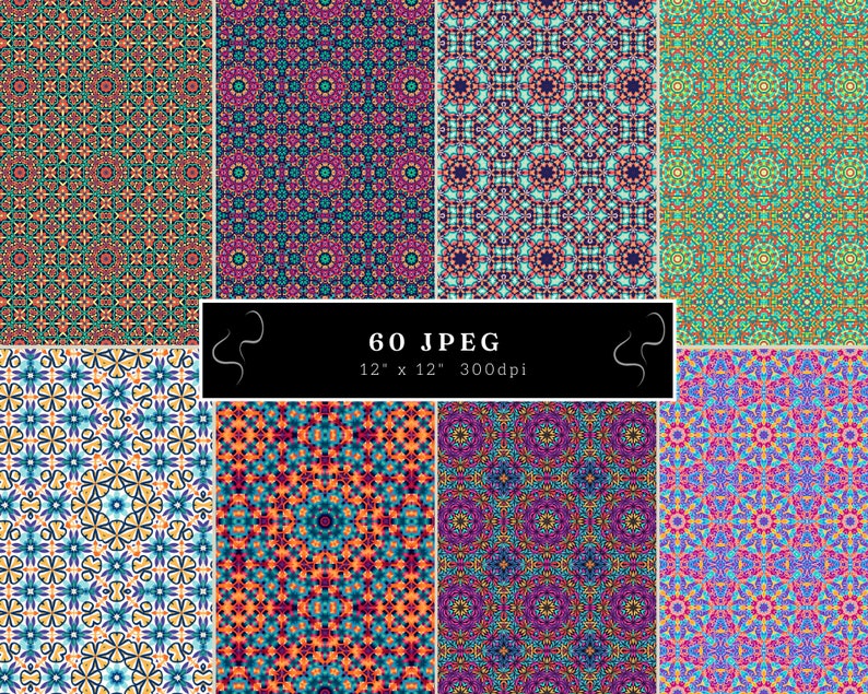 Colourful Pattern Digital Tiled Paper, Colourful Pattern Backgrounds ...
