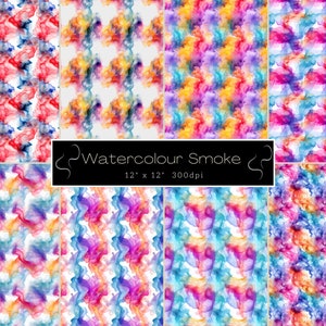 Watercolor Smoke Digital Tiled Paper, Watercolor Smoke Backgrounds, 20 JPEG, Commercial Use, Smoke Pattern, Smoke Texture.
