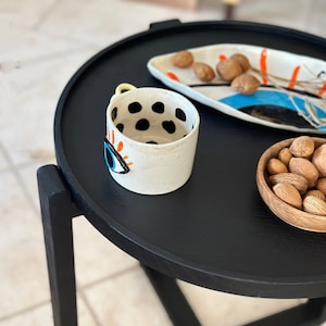 Wooden Round Coffee Table,Modern Black Coffee Table, Round Black Coffee Table ,Custom Black Round Tray Top,Black Outdoor Coffeee Table