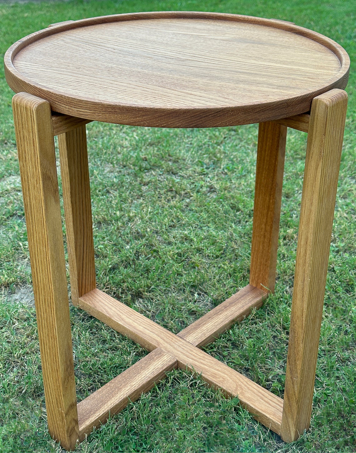 Wooden Round Chestnut Coffee Table, Modern Coffee Table, Round Coffee Table Livingroom, Custom