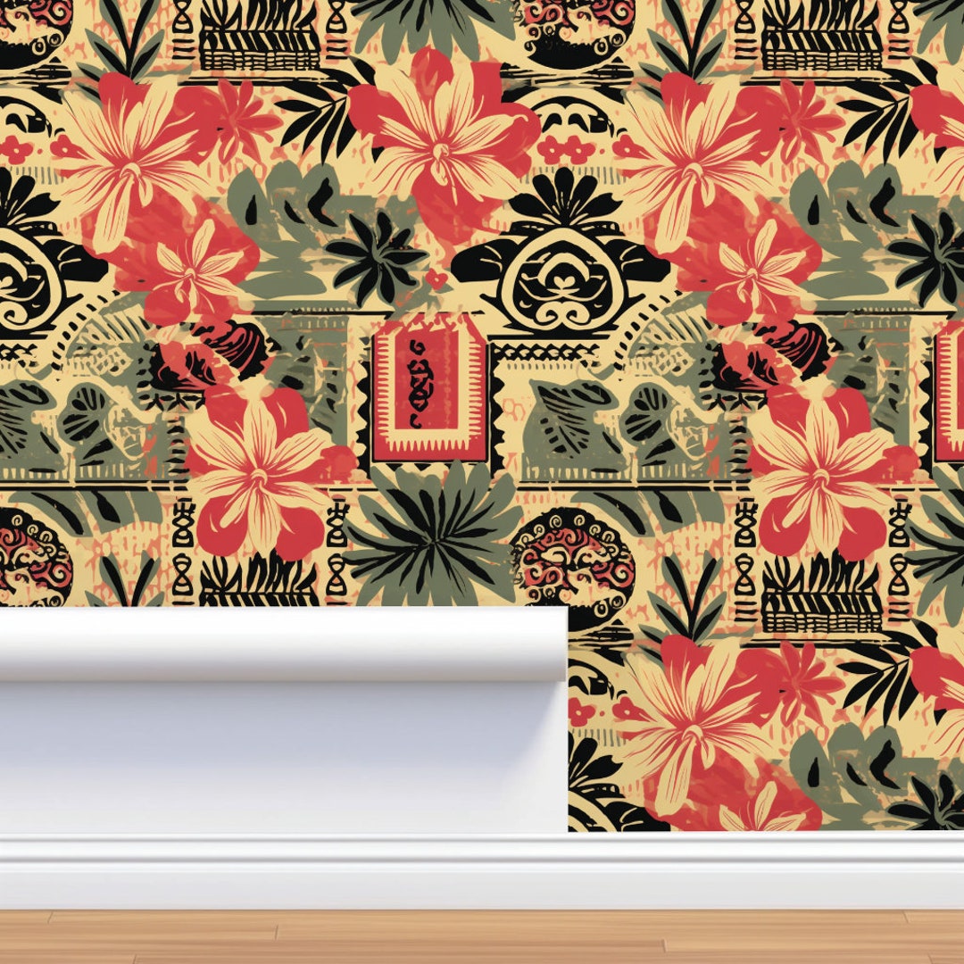Mid-century Tiki Bar Inspired Wallpaper - Etsy