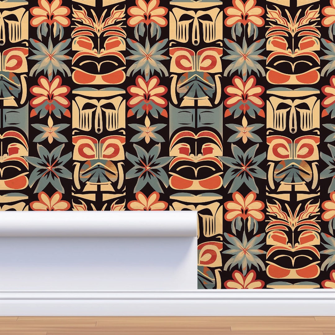 Mid-century Tiki Bar Inspired Wallpaper - Etsy