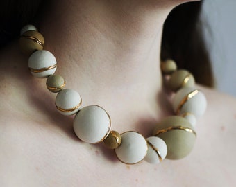 AMELIE boule necklace - BORDER COLLECTION - handmade unique piece - porcelain necklace - anniversary gift