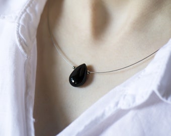 KELLY black drop necklace - MONACO COLLECTION - made in Italy - best friend gift