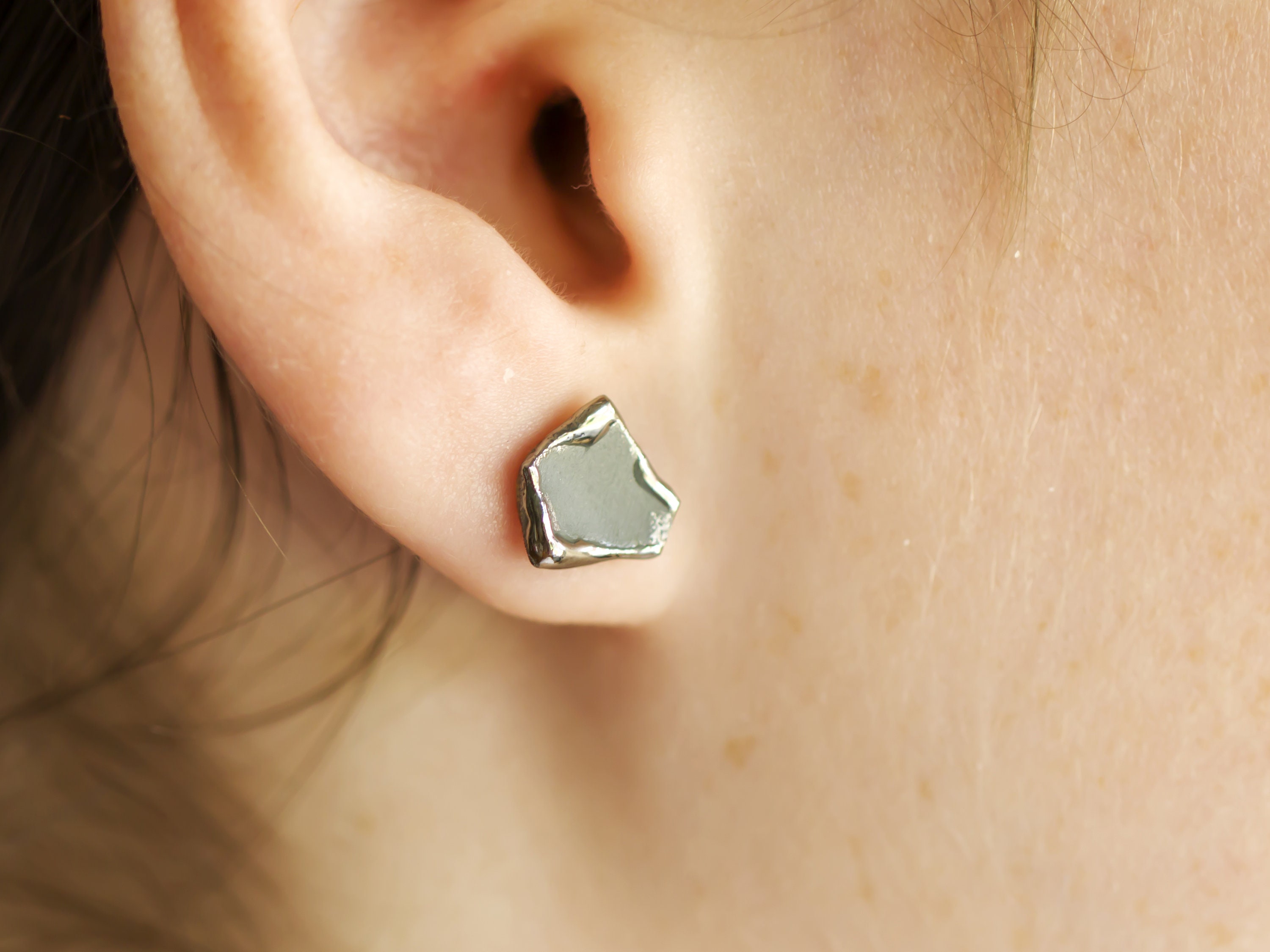 PRISCILLA Stud Earring - SCAGLIE COLLECTION - Italian Artist - Platinum Gray - Sister Gift