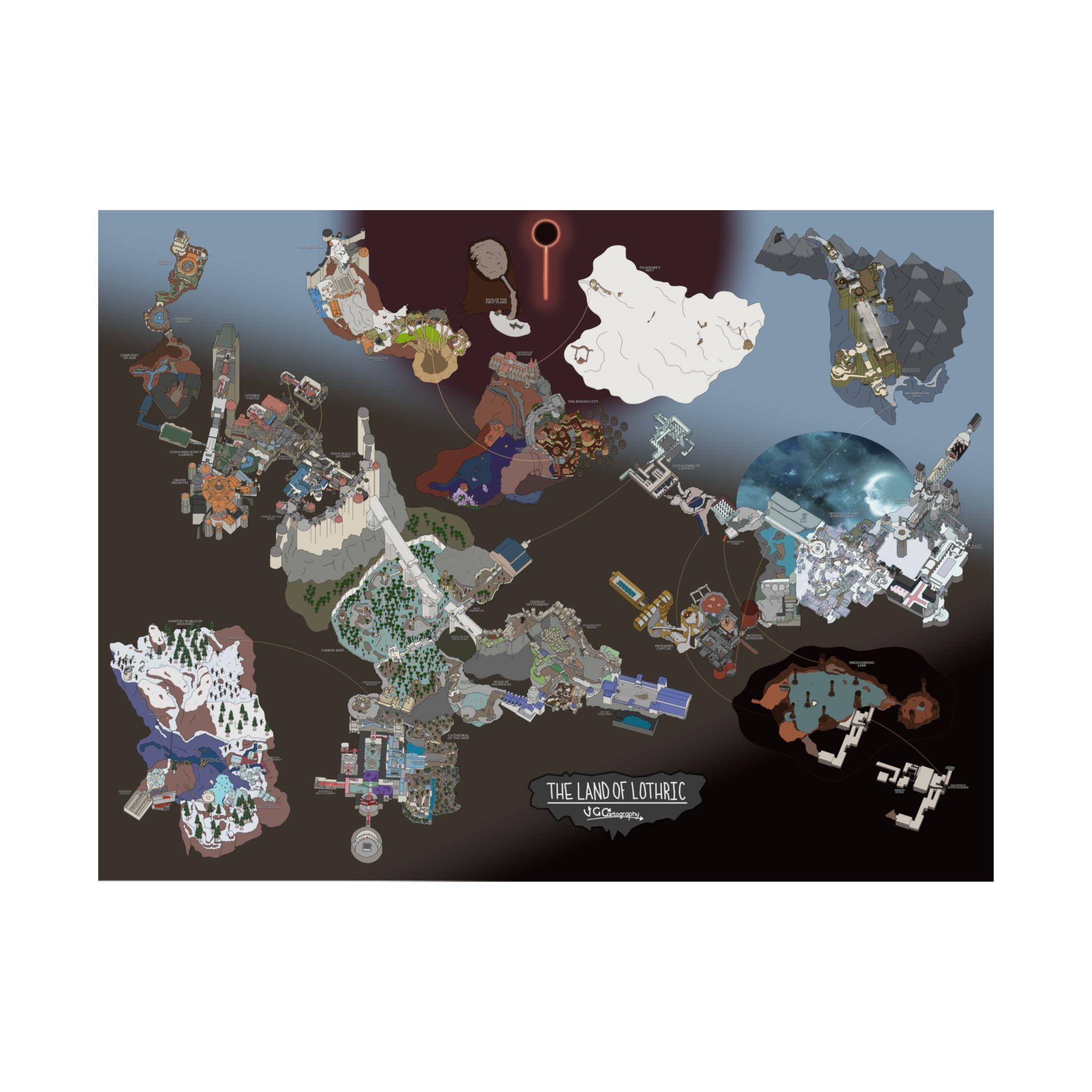 Dbw Map Example Dark Souls III Illustrated World Map of Lothric - Etsy UK