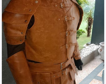 Armadura Medieval de Couro | Traje de Guerreiro Viking Feito à Mão | Equipamento para LARP, Cosplay e Feiras Renascentistas