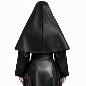 Handmade Gothic Nun Costume – Real Leather Cosplay Outfit – Halloween Roleplay Custom Leather Dress image 4