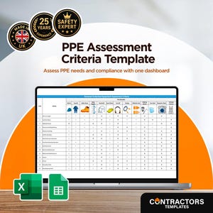 PPE Assessment Excel Template: Safety Inspection Checklist (Digital Download)