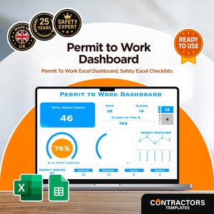 Permit to Work Dashboard Template | Excel Safety Management Tool | PTW Compliance Tracker | Editable Spreadsheet