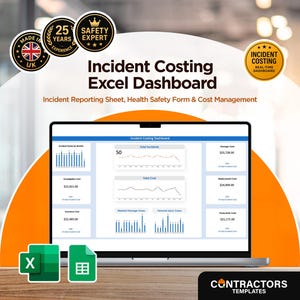 Incident Costing Dashboard: Excel Safety KPI Template (Direct & Indirect Costs
