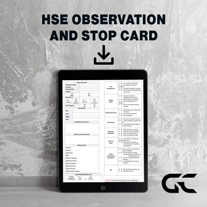HSE-Beobachtungs- und Stopp-Karte, Beobachtungsnotizen, Arbeitsübersicht, Sicherheitsobservationen, HSE-Beobachtungskarte, Observations Form, Arbeitsplatz Notizen