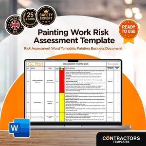 Painting Work Risk Assessment Template: Jobsite Safety Plan (Editable Word Document)