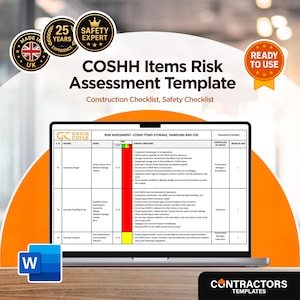 COSHH Risk Assessment Template: Workplace Hazard Control (Editable Word Format)