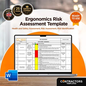Ergonomic Risk Assessment Template: Workplace Health & Safety (Editable Word Format)